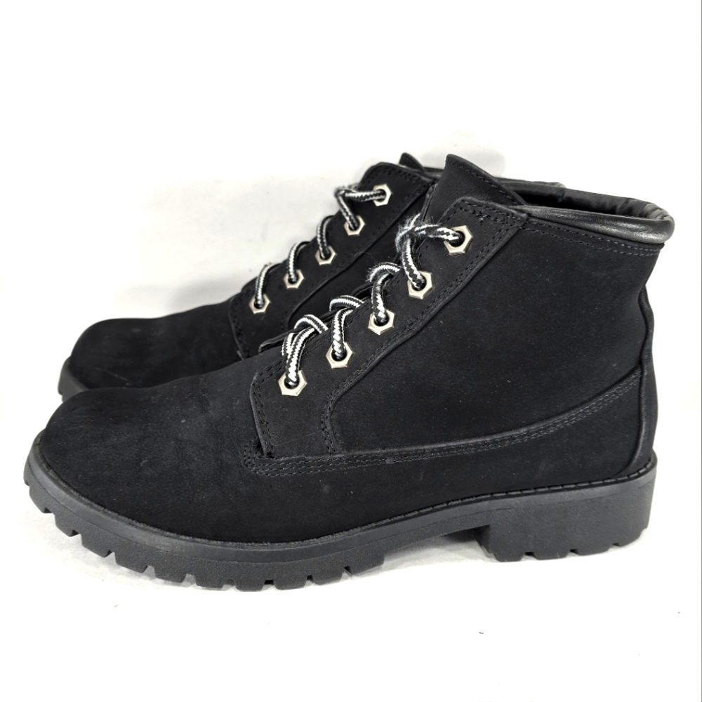 Joe Boxer NEW!! Evie Black Vegan Suede, Lace-up Hiking Boots. Women's 8M